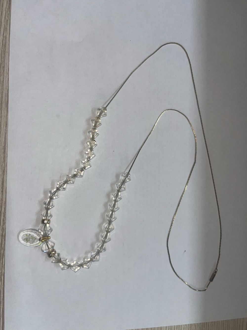 Delicate Clear Crystal Beaded Necklace - Reversible Style